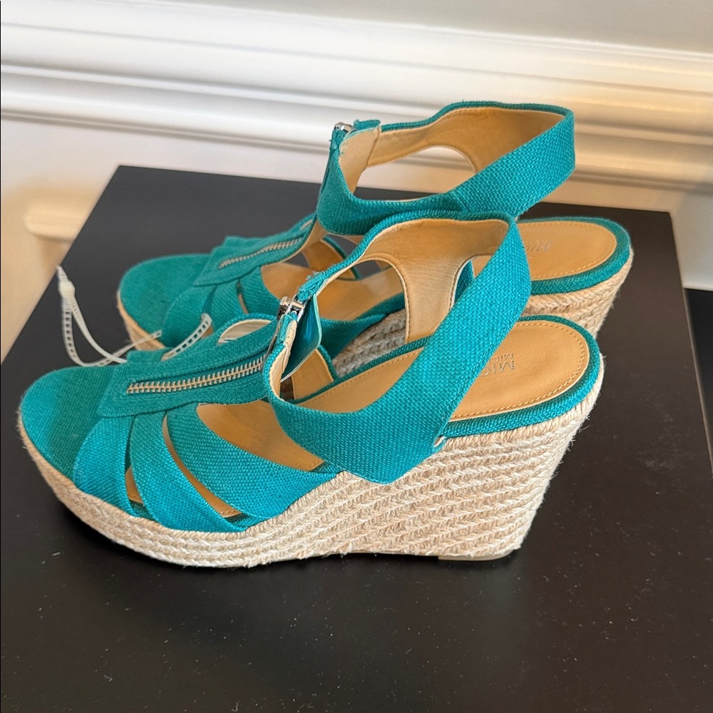 Michael Kors Teal Wedge Sandals - Picture 4 of 4